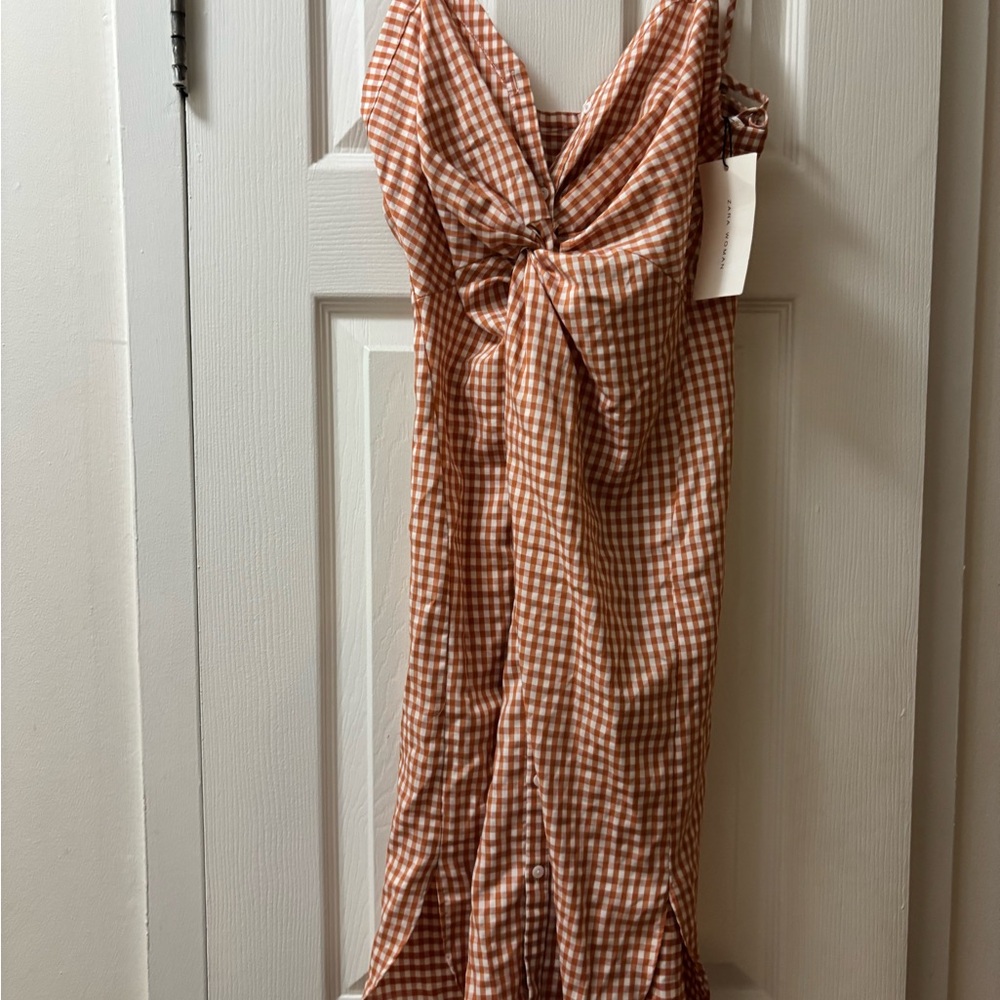 Zara gingham dress with slits